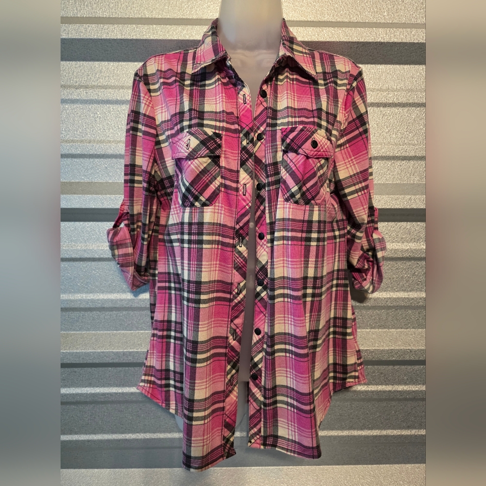 Eden & Olivia Fuchsia and Gray Plaid Shirt
